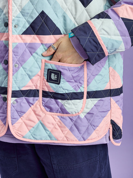 Zinnia Retro Pattern Quilted Jacket