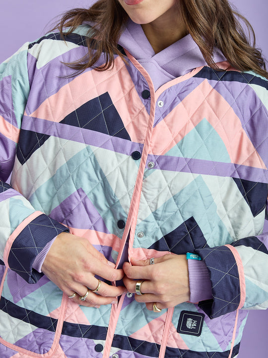 Zinnia Retro Pattern Quilted Jacket