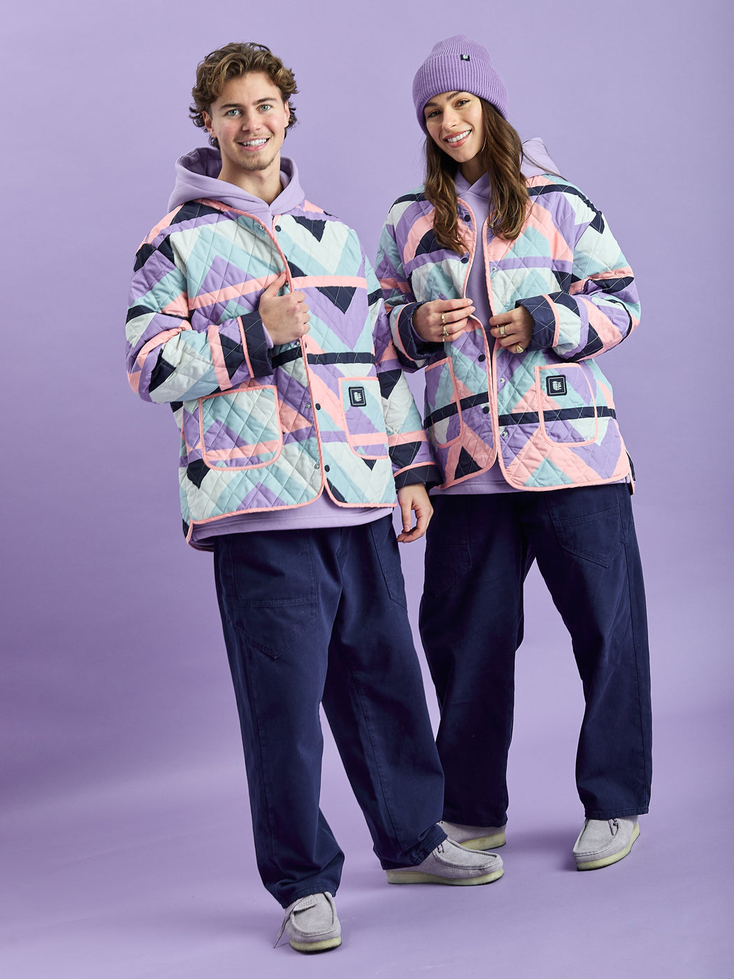 Zinnia Retro Pattern Quilted Jacket