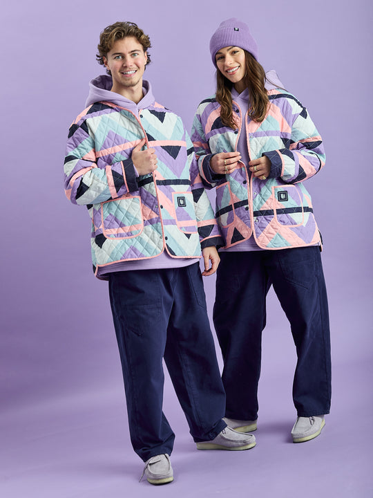 Zinnia Retro Pattern Quilted Jacket