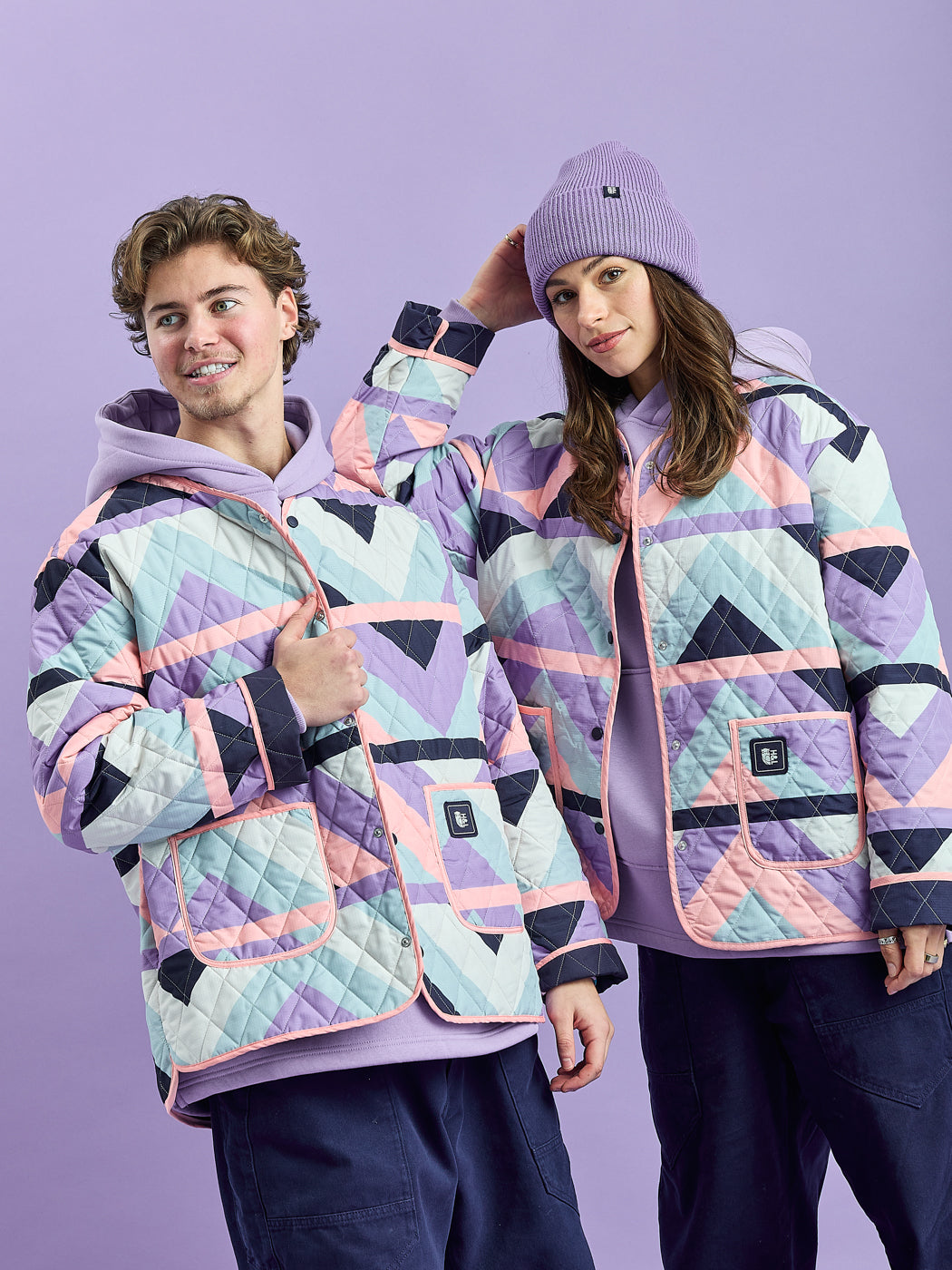Zinnia Retro Pattern Quilted Jacket