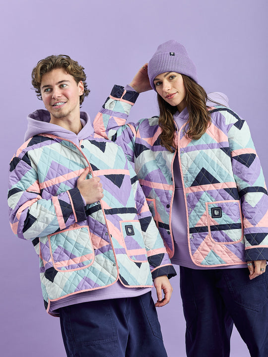 Zinnia Retro Pattern Quilted Jacket