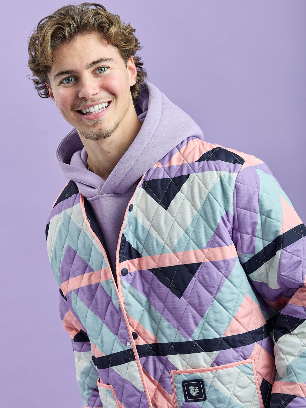 Zinnia Retro Pattern Quilted Jacket