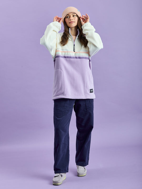 One Eighty Fleece met 1/4 rits, crème en oudroze
