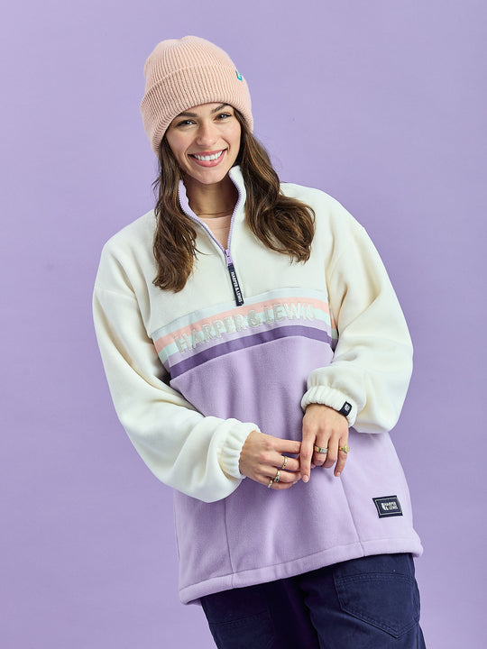 One Eighty Fleece met 1/4 rits, crème en oudroze
