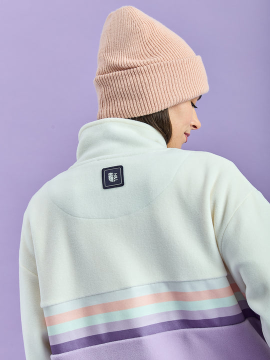 One Eighty Fleece met 1/4 rits, crème en oudroze