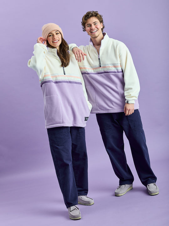 One Eighty Fleece met 1/4 rits, crème en oudroze