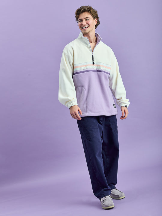 One Eighty Fleece met 1/4 rits, crème en oudroze
