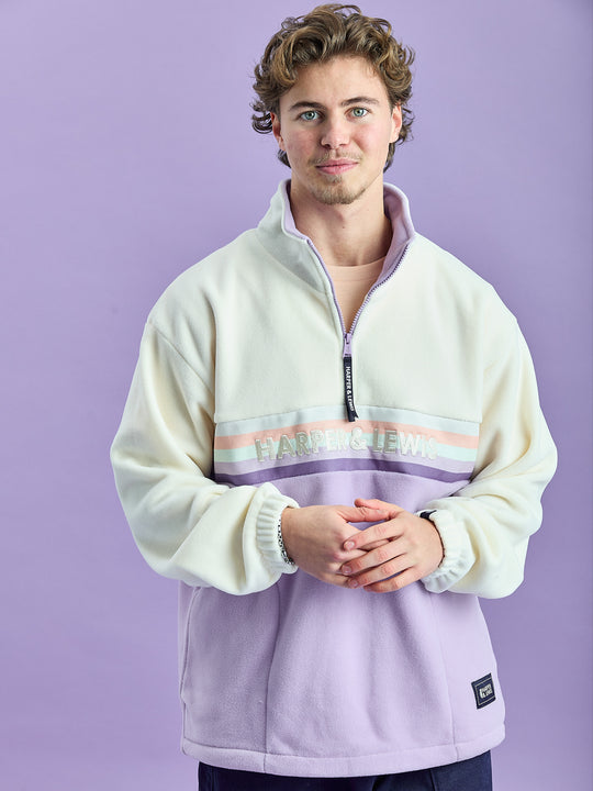 One Eighty Fleece met 1/4 rits, crème en oudroze