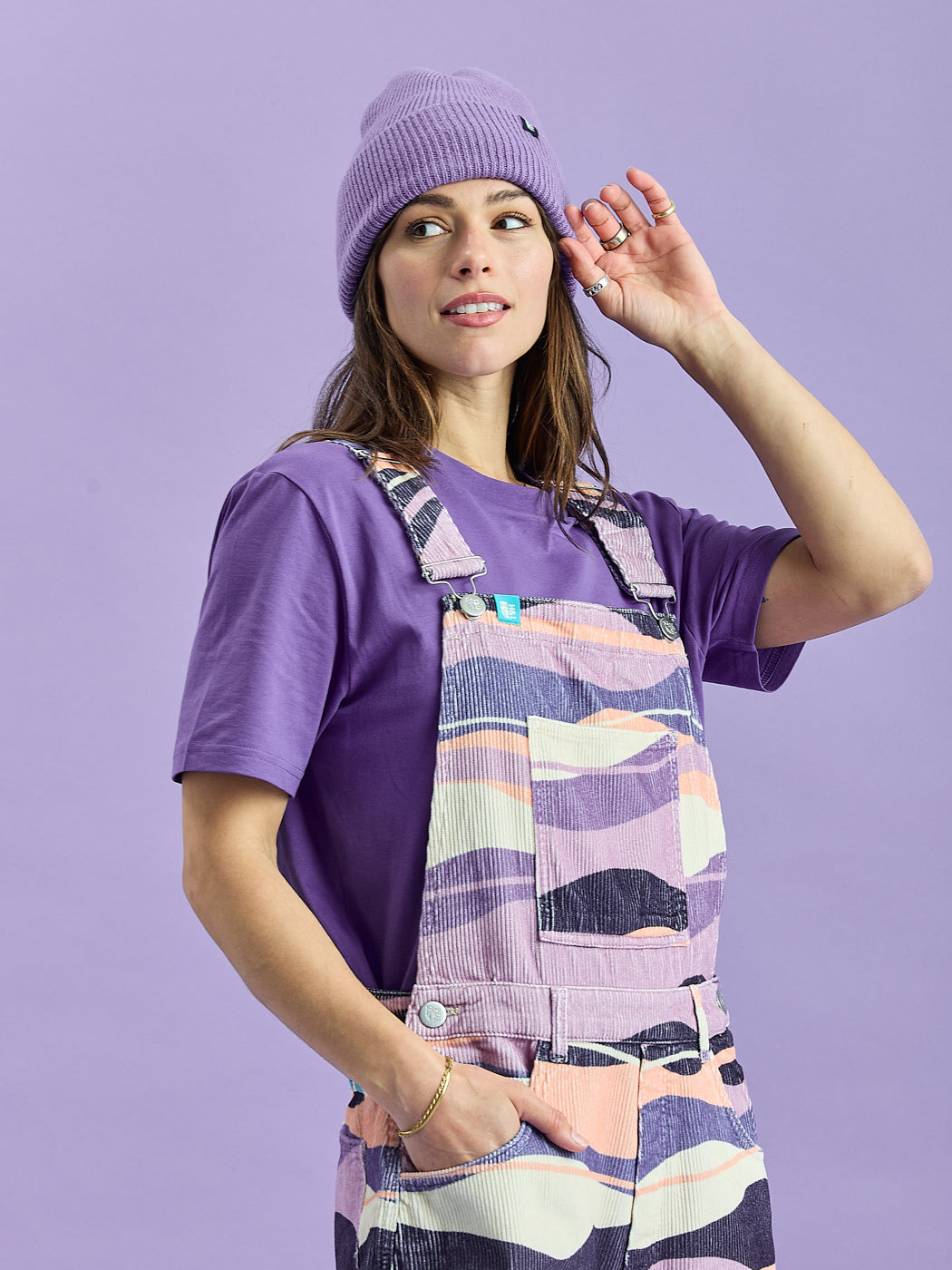 Lois Retro Pattern Corduroy Dungarees