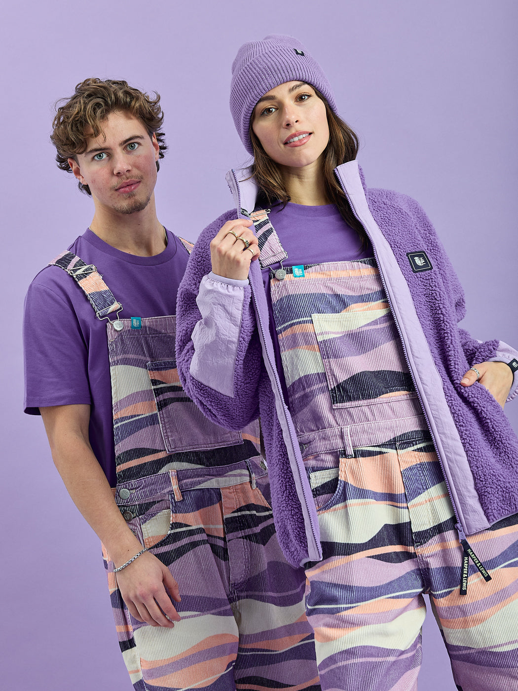 Lois Retro Pattern Corduroy Dungarees