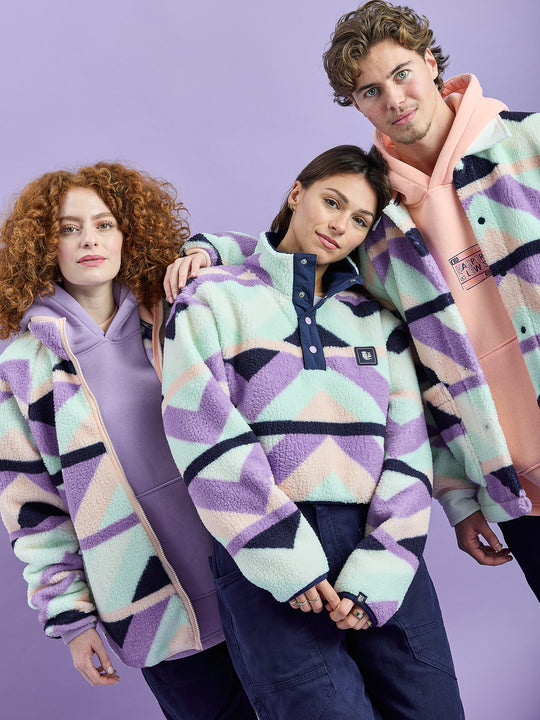 Charlie Retro Patroon Popper Neck Sherpa Fleece