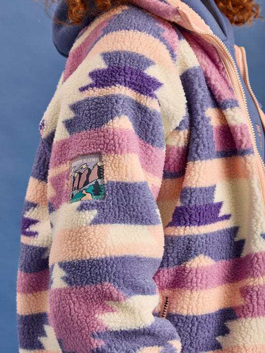 Finn Retro Pattern Full Zip Sherpa Fleece