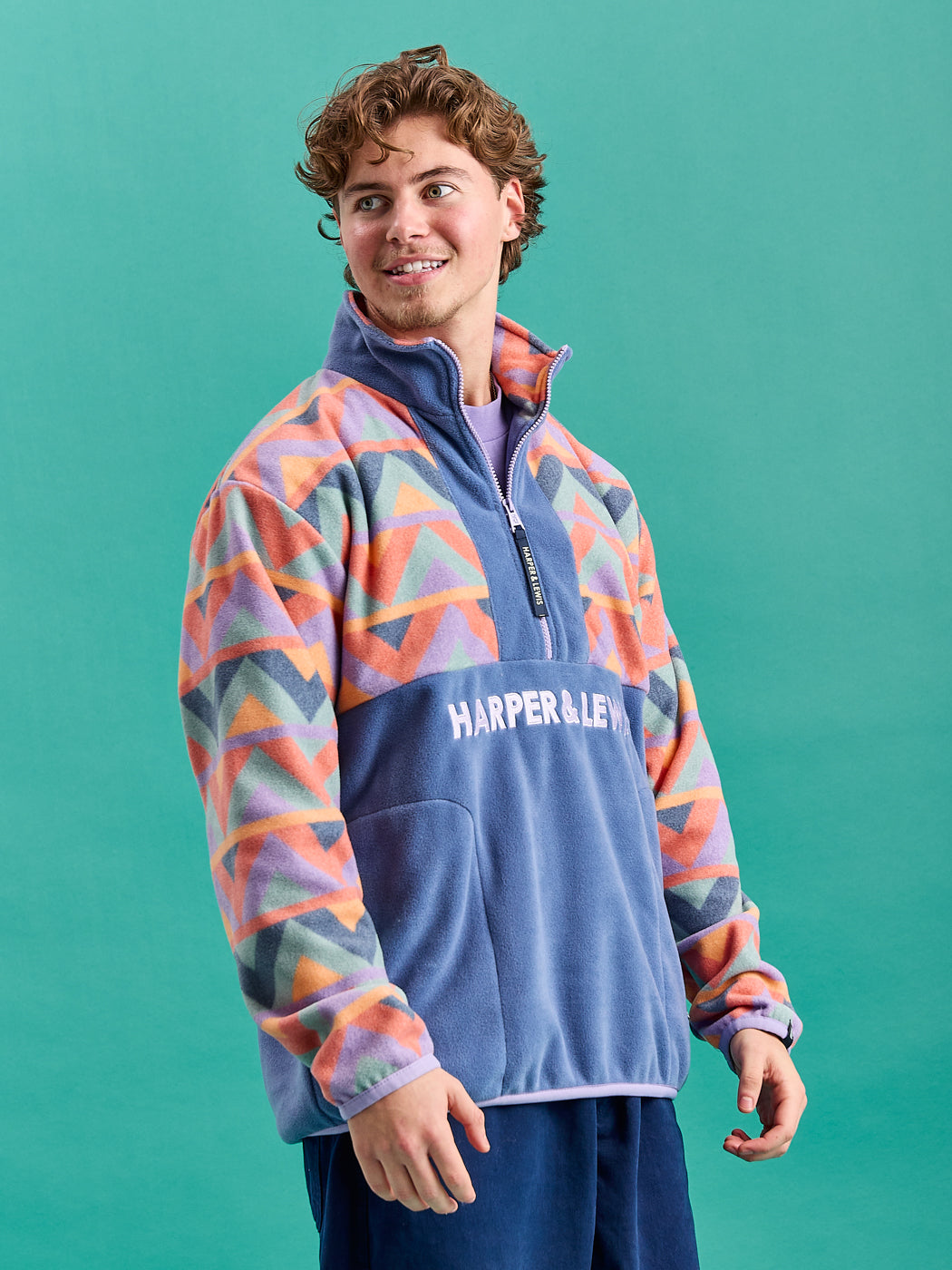Bodie Retro Pattern 1/4 Zip Fleece