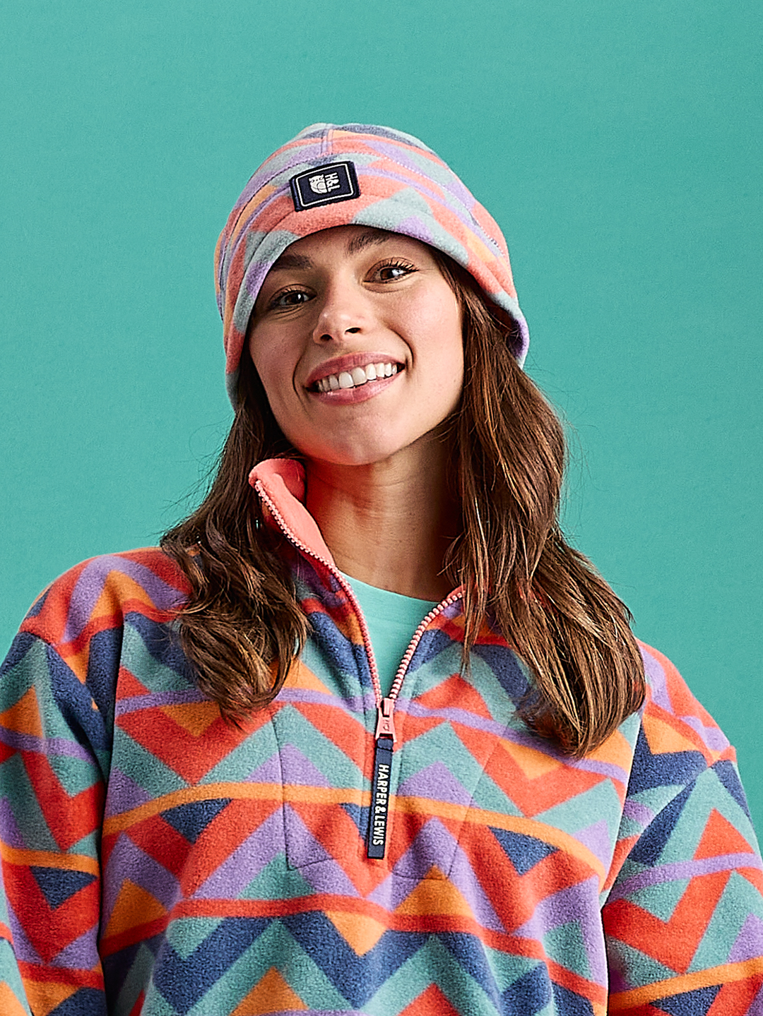 Tallow Retro Pattern Fleece Beanie