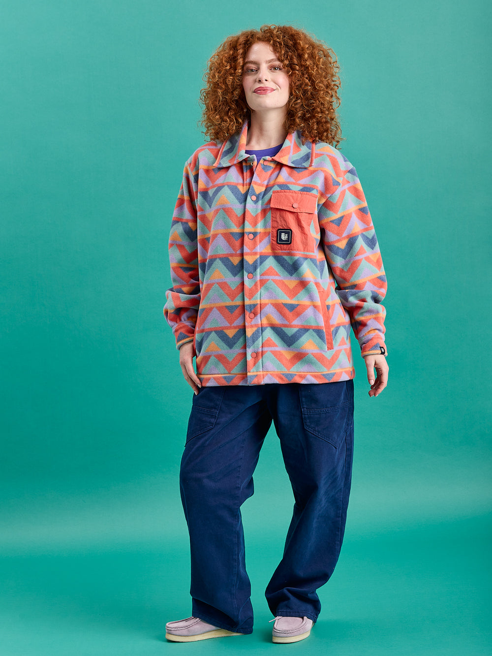 Greer Retro Pattern Fleece Shirt
