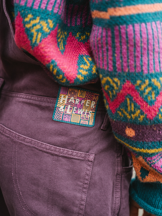 Detail shot of the aztec branded badge on the waistband