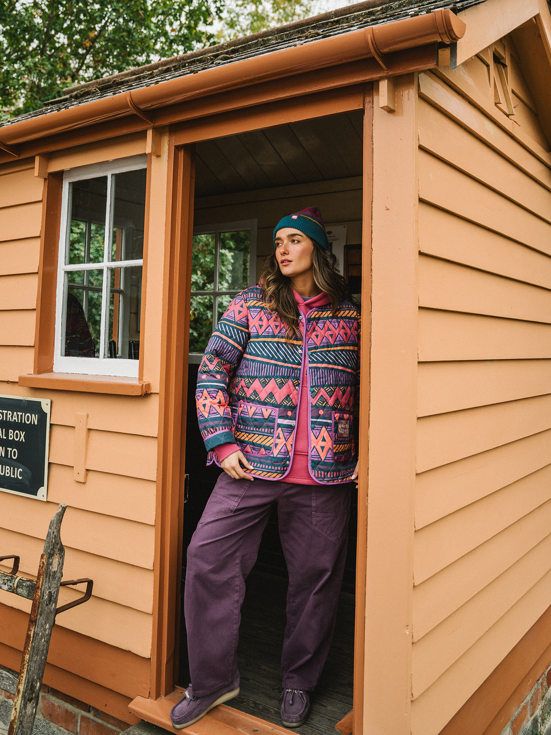 Zinnia Retro Pattern Quilted Jacket