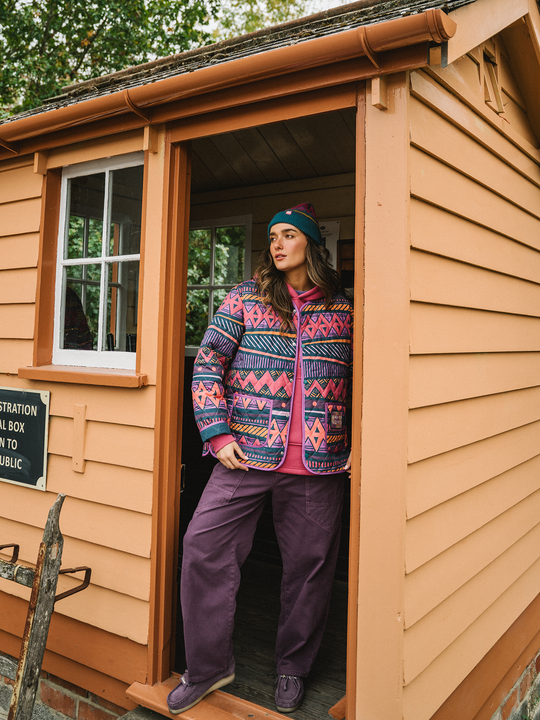 Zinnia Retro Pattern Quilted Jacket